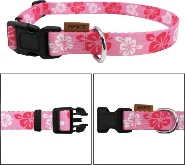 Dog Collar, Cute Floral Pattern, Soft and Adjustable Collar with Quick Release Buckle (XS (Neck 9-13", Width 3/8"), Hawaiian Pink) - Image 3