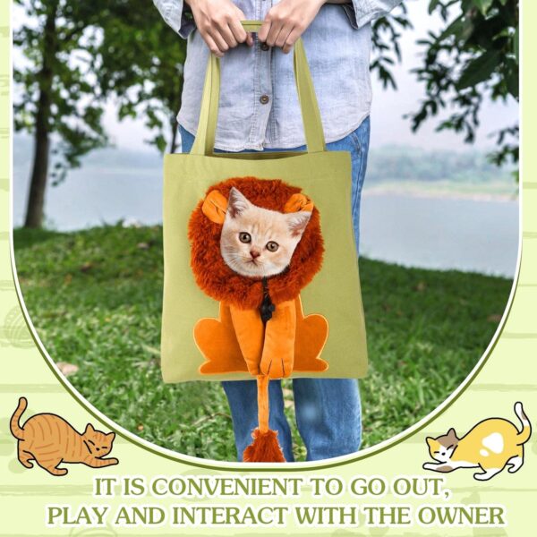 Cunno Pet Canvas Shoulder Bag Lion Shaped Cute Cat Carrier Portable Pet Canvas Shoulder Carrying Bag Chest Cat Bag Outdoor Dog Tote Bag Travel Handbag for Small Cat Dog Animal Supplies (Green) - Image 4