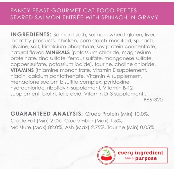 Purina Fancy Feast Gourmet Gravy Wet Cat Food, Petites Seared Salmon With Spinach Entree - (Pack of 12) 2.8 oz. Tubs - Image 6