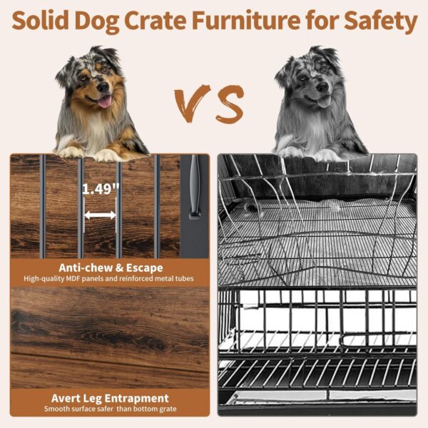 Wooden Dog Crate Furniture Large/Medium Dog, Dog Kennel Furniture Large Breed, Indoor Dog Cage Furniture Style with 2 Doors, End Table Dog Crate for 50-70 lbs Dogs (41" W×23.2" D×35.6" H) - Image 3