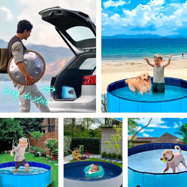 Dog Pool Portable Pet Pool PVC Hard Plastic Foldable Pools for Dogs,63 x 12 Inches - Image 6