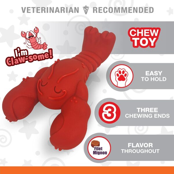 Nylabone Lobster Dog Toy Power Chew – Cute Dog Toys for Aggressive Chewers – with a Funny Twist! Filet Mignon Flavor, X-Large/Souper - Image 3