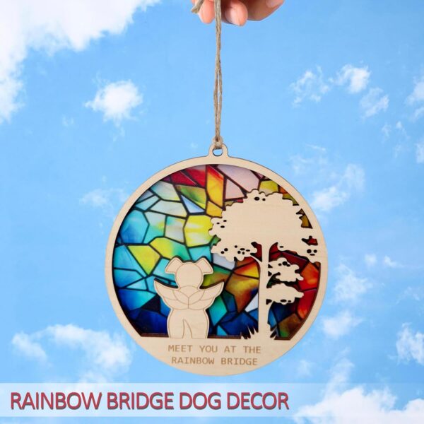 Stained Glass Dog Memorial Gifts for Loss of Dog, Rainbow Bridge Pet Memorial Gifts for Dogs, Loss of Dog Sympathy Gift, Personalized Dog Ornaments with Name Date for Pet Lovers (Design 1) - Image 5