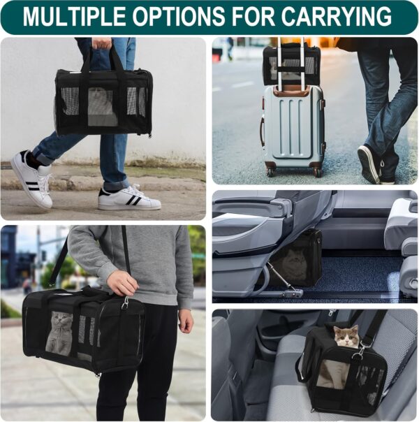 Cat Dog Pet Carrier for Medium to Large Cats (20+ lbs) and Small Dogs -Top Loading, Portable & Collapsible Cat Travel Bag Dual Kitten Sturdy Crate for Long Journeys - Holds Up to 15lbs - Image 5