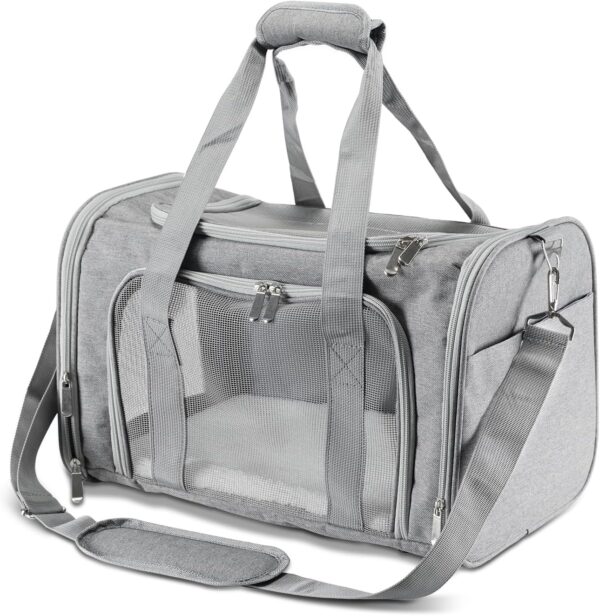 Travel in Style: Portable Pet Carrier for Small Pets up to 15 Lbs- Airline Approved, Collapsible & Comfortable cat/Puppy Soft Sided Bag (Grey)