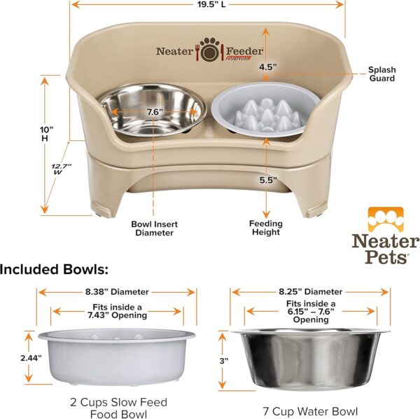 Neater Feeder - Express Model w/Niner 9 Peak Slow Feed Bowl - Mess-Proof Dog Bowls (M/L, Almond) - Made in USA – Elevated, No Spill, Non-Tip, Non-Slip, Raised Food/Water Pet Bowls Aid Digestion - Image 8