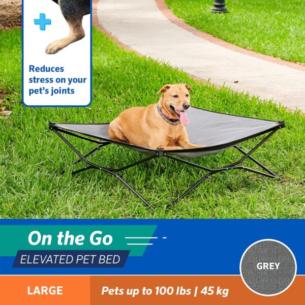 COOLAROO On the Go Cooling Elevated Dog Bed, Portable for Travel & Camping, Collapsible for Storage, Large Grey - Image 2