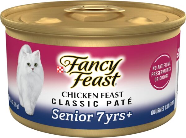 Purina Fancy Feast Wet Senior Cat Food 7 Years Plus Chicken Feast Pate - (Pack of 24) 3 oz. Cans