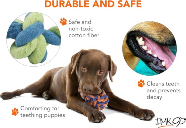 Dog Chew Rope Toys – Set Of 4 Ropes - For Large, Small Teething Pets – All Puppy Breeds Aggressive Chewers – 100% Cotton for Natural Floss – With Ball, Tough Teething Rope, Tug-Of-War & Fetching Bone - Image 5