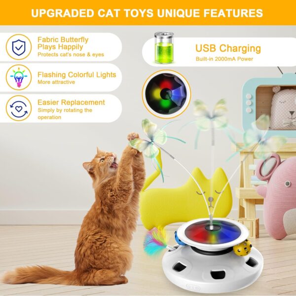 4 in 1 Cat Toys Rechargeable with 2000mAh Battery, Interactive Cat Toys for Indoor Cats, Track Balls Kitten Toy, Fluttering Butterfly, Electronic Whack a Mole for All Breeds - Image 3