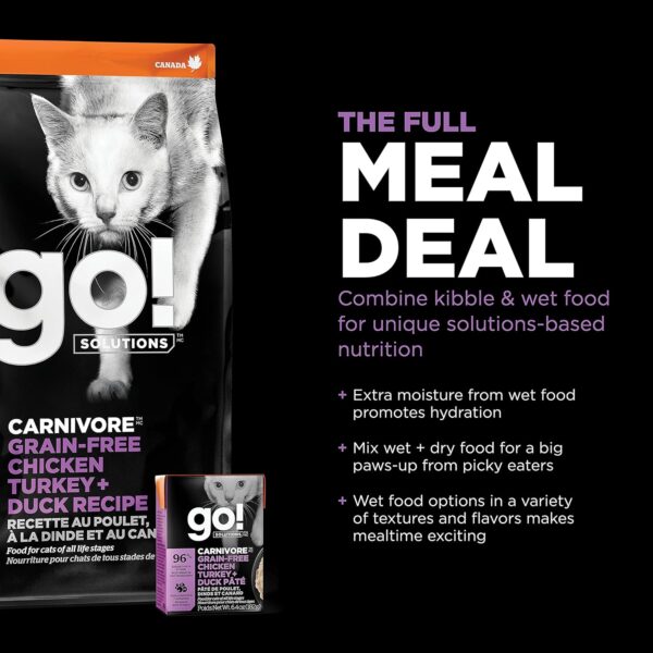 GO! SOLUTIONS Carnivore Grain Free Dry Cat Food, 8 lb - Chicken, Turkey + Duck Recipe - Protein Rich Dry Cat Food - Complete + Balanced Nutrition for All Life Stages - Image 6