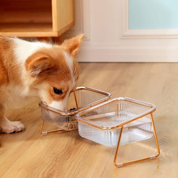 Elevated Cat Bowls, 5.5 inches Food & Water Bowls 15° Tilted Raised Food Feeding Dishes with Iron Stand for Cats and Puppy, with 2 Large Bowl and 4 Anti Slip Feet, Dishwasher Safe - Image 6