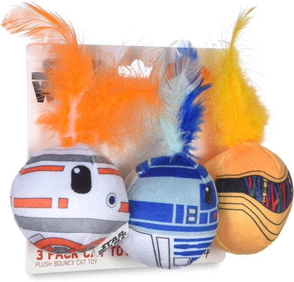 STAR WARS for Pets Cat Toys 3 Pack Feather Jingle Balls with Catnip: C3PO, BB8, R2-D2 | Fun Catnip Toys Jingle Ball Feather Toy for Cats | Cat Balls with Bells | Gifts Fans - Image 2