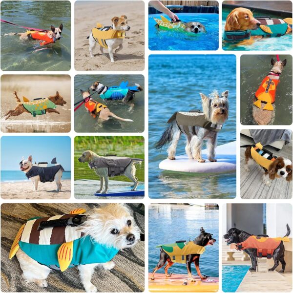 Gyuzh Dog Life Jacket for Swimming,Dog Life Vest for Swimming Boating,Dog Flotation Vest Hign Buoyancy,Shark Dog Swim Safety Vest,Dog Life Jacket with Rescue Handle for Small Medium Large Dogs - Image 4