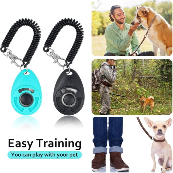 Weewooday Dog Clicker Training Kit, 1 Dog Treat Training Pouch and 2 Pieces Pet Training Clicker with Wrist Strap, Built in Poop Bag Dispenser Easily Carrying Pet Toys Treats (Blue, Solid Pattern) - Image 6