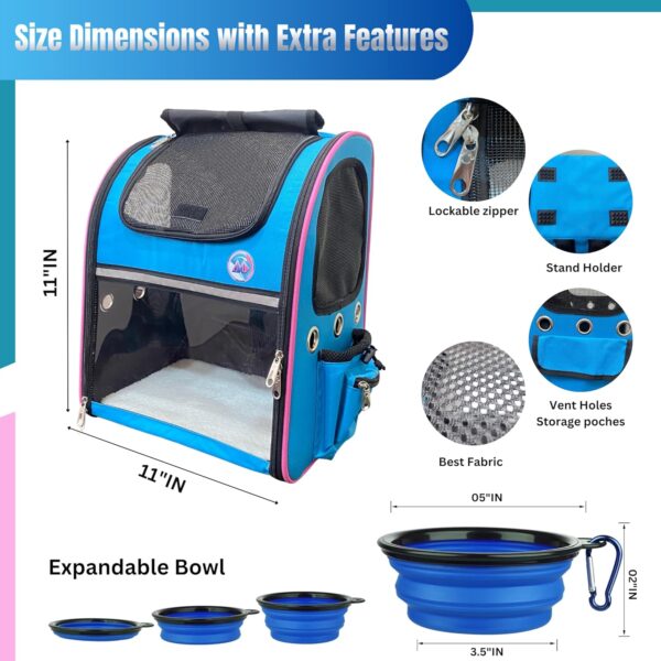 Cats & Dogs Travel Bag-Pet Carrier-Backpack Miami Ultima with Collapsible Bowl Expendable with Breathable Mesh 15lbs-20lbs Cat Carrier Dog Travel Bag - Image 6