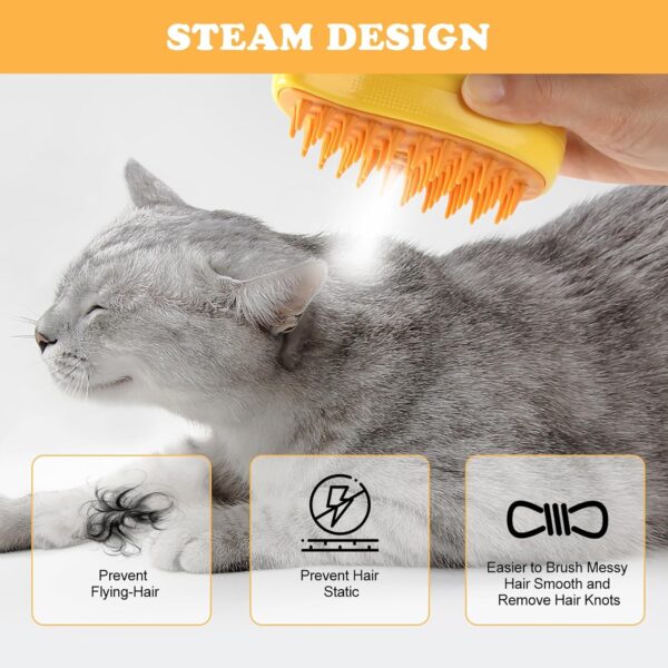 Cat Steam Brush, 3 In1 Spray Cat Brush, Self Cleaning Cat Steamy Brush, Cat Steamy Brush for Massage, Steam Pet Brush,Cat grooming brush,Suitable for pet cats and dogs,for Shedding, Massage,and Clean - Image 7