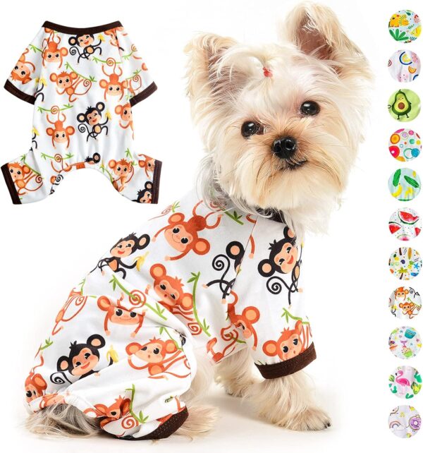 Dog Pajamas for Small Dogs Girl Boy Summer Dog Clothes Puppy Shirt Pjs Soft Doggie Onesie for Yorkie Chihuahua Teacup Cute Pattern Pet Cat Outfits Apparel Clothing