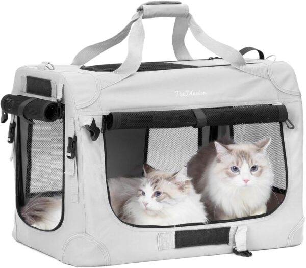 Extra Large Cat Carrier for 2 Cats, Collapsible Soft Sided Pet XL Crate for Large Mudium Big Cat 20lbs+, Car Travel Portable Bag for Long Trips Ride 24"x16.5"x16.5"