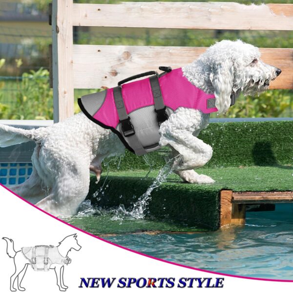 Dogcheer Dog Life Jacket, Sports Style Dog Life Vest for Swimming Boating, Reflective & Adjustable Puppy Life Jacket Floating Swim Vest Pet Life Preserver Swimsuit Small Medium Large Dogs(Pink, XS) - Image 2