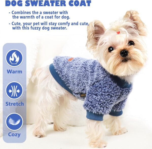 Yikeyo XXS Dog Sweaters for Small Dogs Male Winter Warm Fleece Dog Clothes Chihuahua Yorkie Teacup Puppy Sweater Pet Coat Jacket Cat Outfit for Puppy Small Dogs Boy and Girl, （XXS，Navy Blue） - Image 3