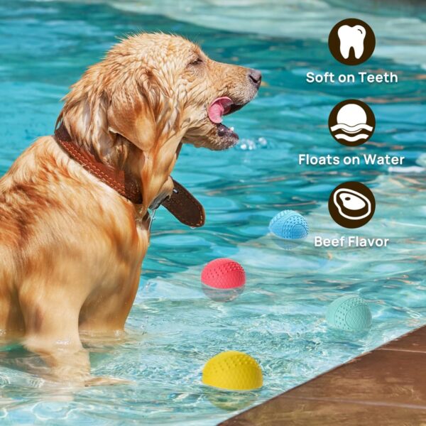 iPettie Summer Floating Dog Ball, Squeaky Water Fetch Toy, Waterproof Rubber Chew Ball, BPA Free, Colorful, 4 Sets, 2.5" - Image 2