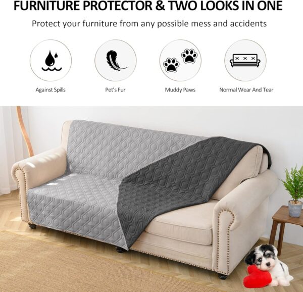 Waterproof Dog Bed Covers for Couch Protection Dog Pet Blanket Furniture Protector (82"X120", Grey+Dark Grey) - Image 2