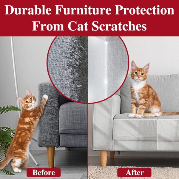 Cat Scratch Furniture Protector, 12 Pack Cat Couch Protector, Couch Protector for Cats, Furniture Protectors from Cats, Clear Couch Cat Scratch Protector with 70 Twist Pins - Image 2