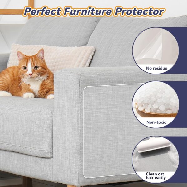 【NO PINS Hurt】 Cat Scratch Furniture Protector-Fldofaves 10Pcs Double Thick Cat Couch Protector, Clear Couch Protector from Cat Claws, Anti Scratch Furniture Protector with Strong Adhesion - Image 5