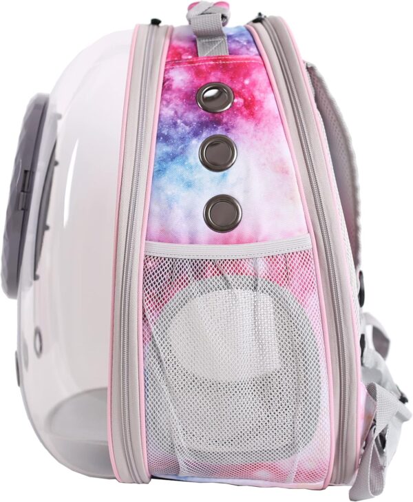 Cat Bubble Backpack Carrier, Galaxy Theme Space Capsule Astronaut Bubble Backpack for Kitten Bunny Airline Approved Travel Hiking Camping Cat Book Bag (Galaxy Pink, Bubble Window) - Image 3