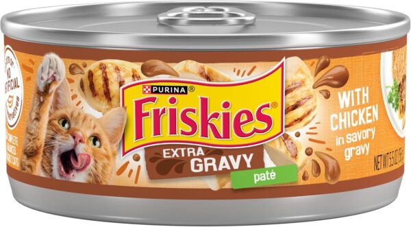 Purina Friskies Gravy Pate, Wet Cat Food Extra Gravy Pate With Chicken in Savory - (Pack of 24) 5.5 oz. Cans