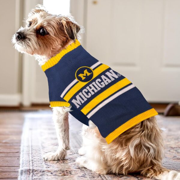 NCAA Michigan Wolverines Dog Sweater, Size Small. Warm and Cozy Knit Pet Sweater with NCAA Team LOGO, Best Puppy Sweater for Large and Small Dogs - Image 6