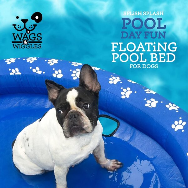 Wags & Wiggles Round Paw Floating Pet Bed | Dog Bed That Floats in Pool or Lake Inflatable Dog Float | Lake and Pool Toys for Dogs, Floaties and Pool Float for Dogs, Blue - Image 2