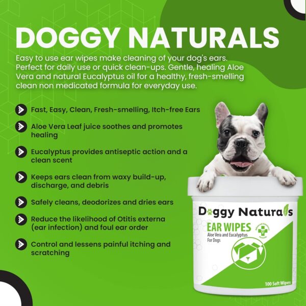 Dog Ear Cleaner Wipes with Aloe and Eucalyptus (100 Count) - Otic Cleanser for Dogs (Made in U.S.A) (100ct Wipes with Aloe & Eucalyptus) - Image 5