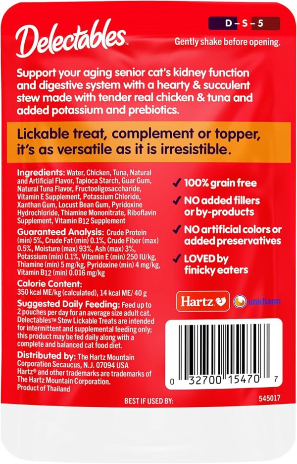 Hartz Delectables Stew Senior Lickable Wet Cat Treats, Chicken & Tuna 1.4 Ounce (Pack of 12) - Image 4