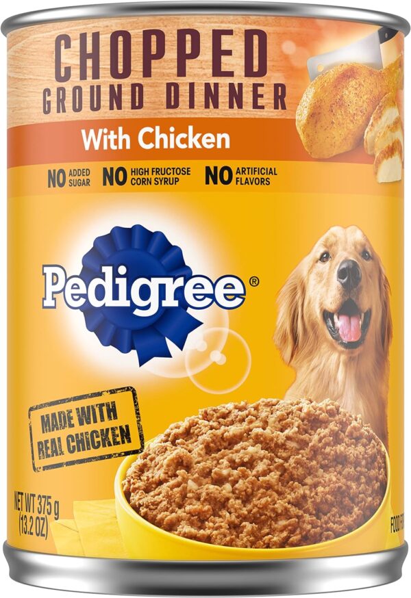 PEDIGREE CHOPPED GROUND DINNER Adult Canned Soft Wet Dog Food with Chicken, 13.2 oz. Cans (Pack of 12)