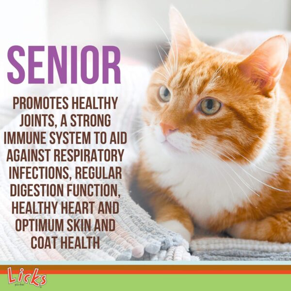 Licks Pill-Free Senior Cat - Joint Support & Digestion Supplement for Senior Cats - Immunity Vitamins & Heart Health Supplements for Older Cats - Gel Packets - 30 Use - Image 3