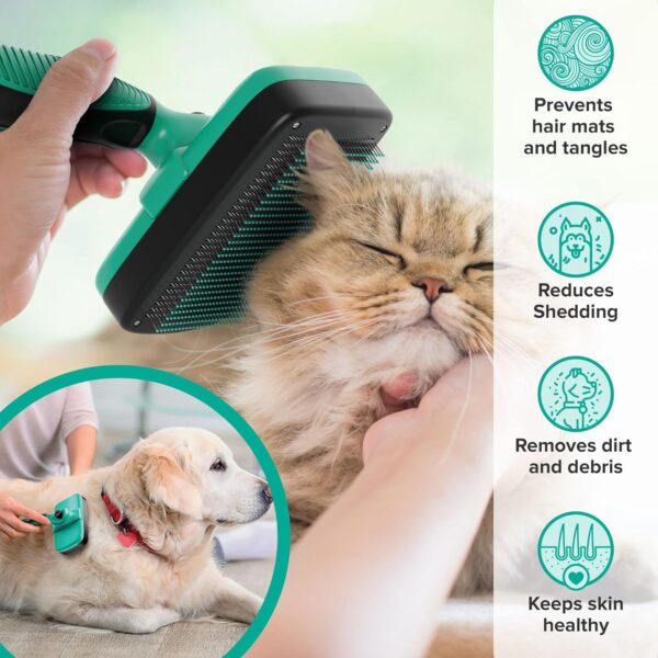 Ruff 'N Ruffus Self-Cleaning Slicker Brush With NO- PAIN Bristles Gently Removes Loose Undercoat & Tangled Hair For Cats & Dogs Reduces Shedding by 95% +Pet Nail Clipper - Image 5