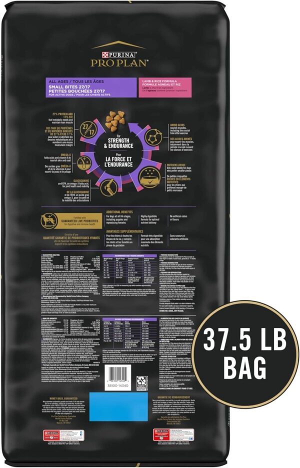 Purina Pro Plan High Protein, Small Bites Dog Food, SPORT 27/17 Lamb & Rice Formula - 37.5 lb. Bag - Image 4