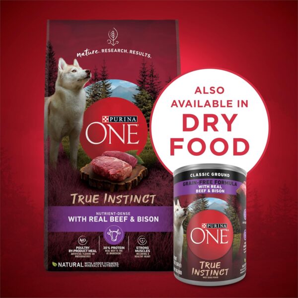 Purina ONE Wet Dog Food True Instinct Classic Ground Grain-Free Formula With Real Beef and Bison High Protein Dog Food - (Pack of 12) 13 oz. Cans - Image 6