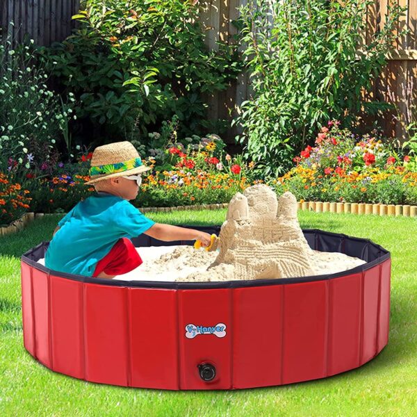 V-HANVER Dog Pool Pets Bathing Tub Plastic Wading Kiddie Pool for Medium and Large Dogs Kids - Portable Foldable Collapsible, 55.1 X 12 inch - Image 5