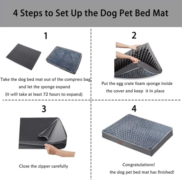 Orthopedic Dog Bed Mat of Thick Egg Foam with Washable Cover for Large Dogs - Image 6