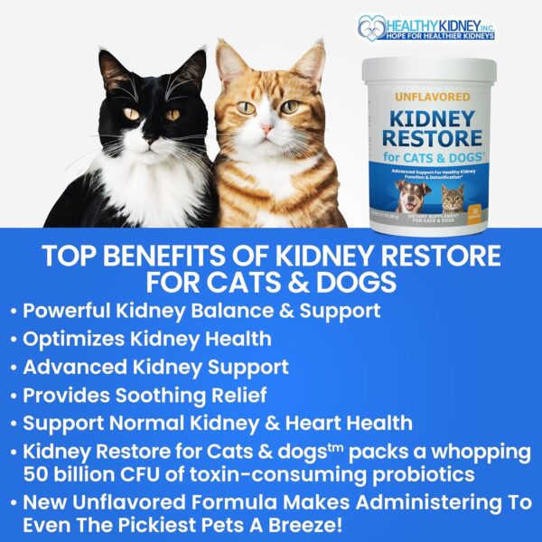 Kidney Restore Cats & Dogs Unflavored for Supporting Normal Kidney Function, Creatinine, Pet Renal Kidney Health Supplement Felines Canines - Image 3