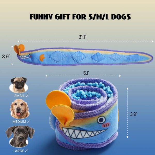 Nocciola No Stuffing Eel Crinkle Dog Squeaky Toys - Durable Dog Toys for Tug of War, Small Puppy Toys | Tough Dog Toys for Small Medium Large Dogs & Aggressive Chewers, Blue Dog Toys to Keep Them Busy - Image 5