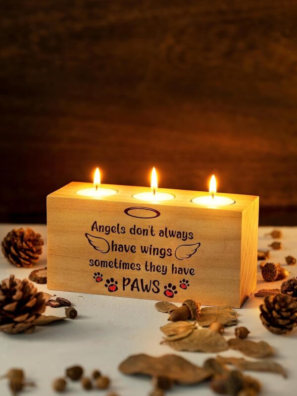 Dog Memorial Gifts for Loss of Dog, Pet Memorial Gifts for Dogs, Loss of Dog Sympathy Gift, Pet Loss Gifts, Dog Bereavement Gifts, Dog Cat Passing Away Gifts, Candle Holder 3 Votive Tea Light (ANGLES) - Image 5