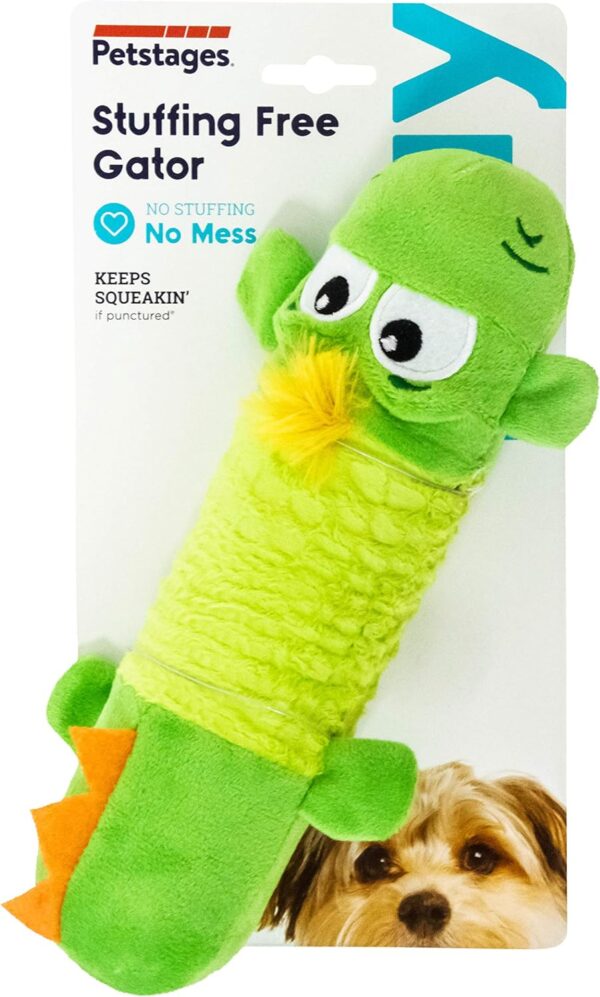 Petstages Stuffing-Free Big Squeak Gator Plush Dog Toy, Medium - Image 2