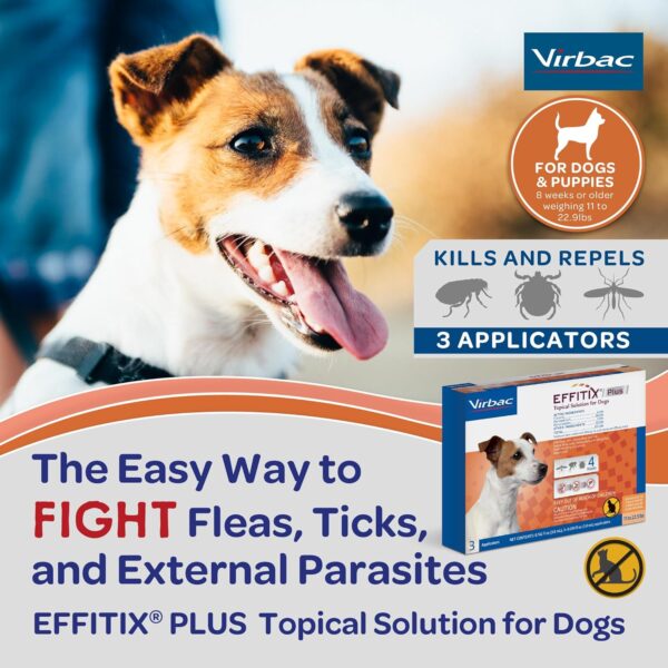 Effitix Plus Topical Solution for Dogs - Flea and Tick for Small Dogs (11-22.9lbs), 3 Doses, Waterproof Topical Prevention (by Virbac) - Image 3