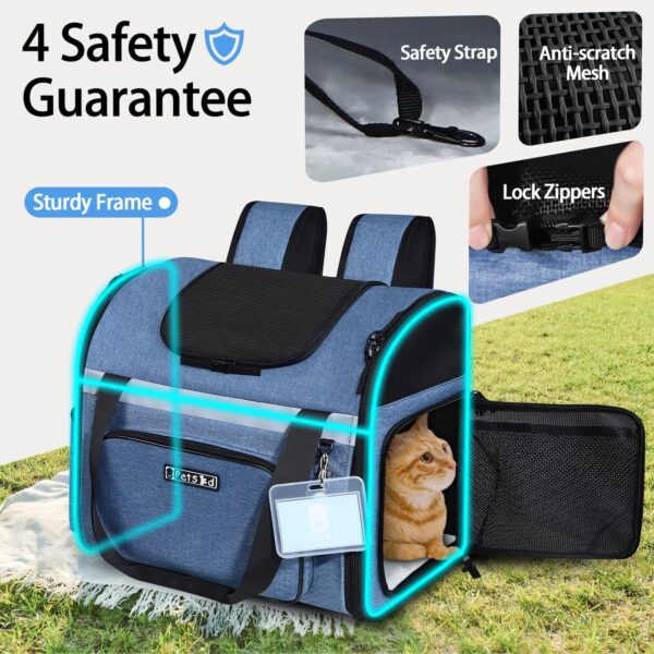 Pet Backpack Carrier 17x13x9.5 Southwest Airline Approved for 1-12 LBS Small Cats and Dogs(Blue) - Image 3