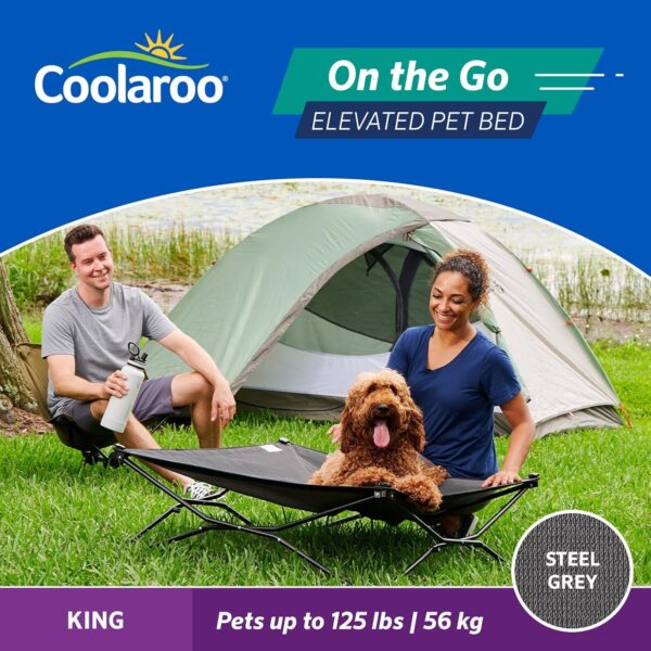 Coolaroo On The Go Cooling Elevated Dog Bed, Portable for Travel & Camping, Collapsible for Storage, King, Steel Grey - Image 4