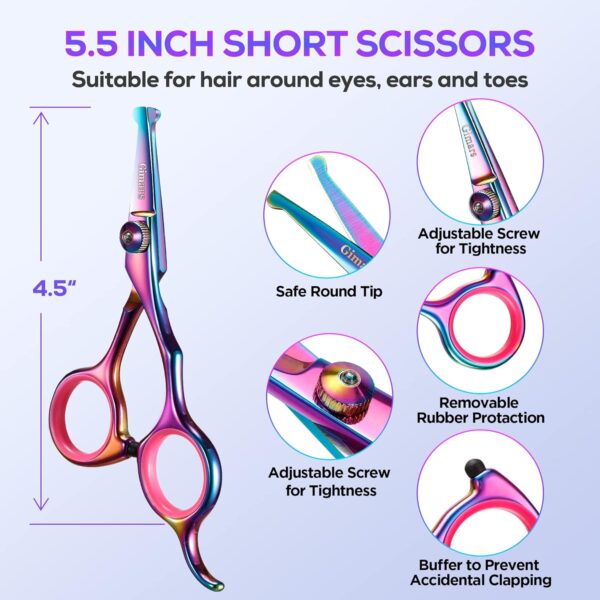 Gimars Professional 4CR Stainless Steel 6 in 1 Grooming Scissors for Dogs with Safety Round Tip, Heavy Duty Titanium Coated Pet Grooming Scissor for Dogs, Cats and Other Animals - Image 5